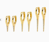 Pave Elongated Spike Huggie Earring Combo Set
