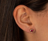 Colored Bezel Baguette Stud Earring