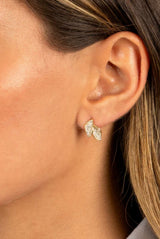 Pave Double Leaf Stud Earring