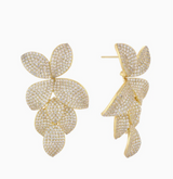 Pavé Fancy Flower Petals Drop Stud Earring