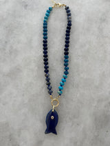 Blue Fish Beaded Necklace