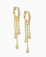 Triple CZ Drop Chain Huggie Earring