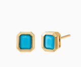 Colored Bezel Baguette Stud Earring