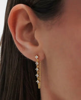 Muti CZ Drop Chain Stud Earring