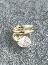 Large CZ Solitaire Triple Coil Ring