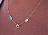 Turquoise Chai, Star, Evil Eye Necklace
