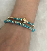 Gold Ball and Turquoise Bracelet