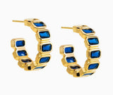 Colored Bezel Baguette Open Hoop Earring