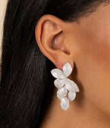 Pavé Fancy Flower Petals Drop Stud Earring