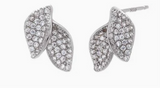 Pave Double Leaf Stud Earring