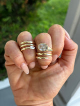 Large CZ Solitaire Triple Coil Ring