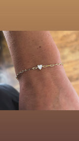 Heart Solitaire Paperclip Bracelet