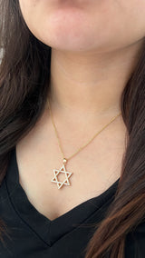 Large Pave Star of David Necklace