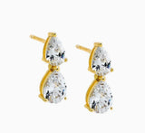 CZ Double Graduated Pear Stud Earring