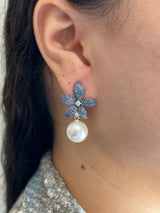Flower Pearl Drop Earrings