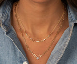 CZ Solitaire Four Prong Paperclip Necklace