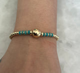 Gold Ball and Turquoise Bracelet