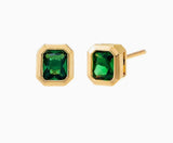 Colored Bezel Baguette Stud Earring