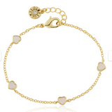 14K Gold Plated 5mm Heart Station Chain Bracelet