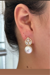 Elizabeth Pearl Diamond Drop Studs
