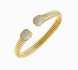 Pave Rounded Claw Snake Bangle Bracelet