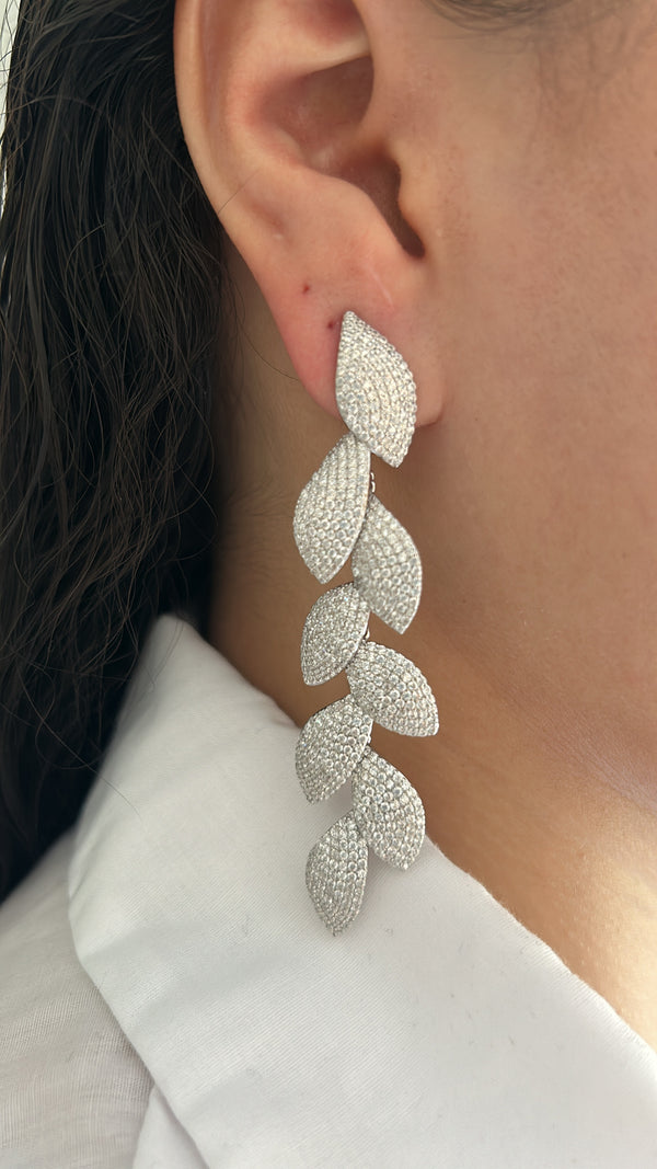 Pave Leaf Statement Earrings