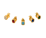 Colored Bezel Baguette Stud Earring