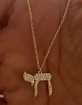 Pave Chai Pendant Necklace