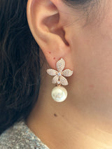 Flower Pearl Drop Earrings