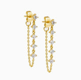 Muti CZ Drop Chain Stud Earring