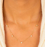 Pave Five Heart Charm Necklace