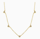 Pave Five Heart Charm Necklace