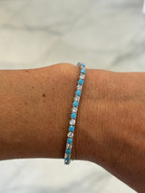 Aqua and CZ tennis bracelet