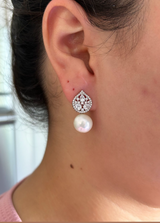 Elizabeth Pearl Diamond Drop Studs