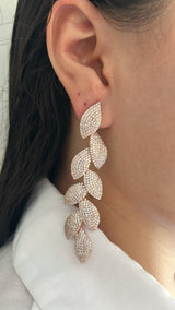 Pave Leaf Statement Earrings