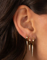 Pave Elongated Spike Huggie Earring Combo Set