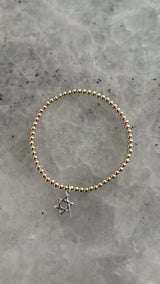 Star of David Charm Gold Ball Bracelet