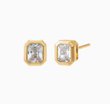 Colored Bezel Baguette Stud Earring