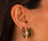 Colored Bezel Baguette Open Hoop Earring