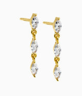 CZ Triple Marquise Drop Stud Earring
