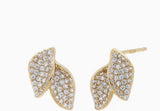 Pave Double Leaf Stud Earring