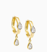 Double Teardrop CZ Dangle Huggie Earring
