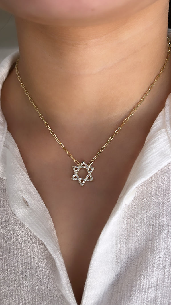 Star of David Paperclip Necklace