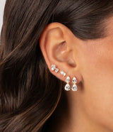 CZ Double Graduated Pear Stud Earring