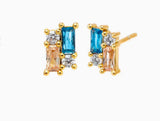 Colored CZ X Baguette Cluster Stud Earring