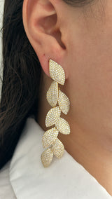 Pave Leaf Statement Earrings