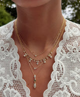 Multi CZ Bezel Accented Link Necklace