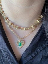 Emerald Heart burst Necklace