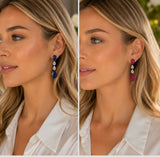 Sapphire & Ruby Teardrop Earrings