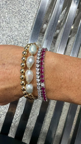 Four Pearls Gold Ball Bracelet
